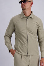 Les Brutes premium tech overshirt in beige. 