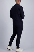 Les Brutes Tech set in Navy. Premium Tech suit with a Tech jacket and trousers in Navy blue. Timeless design for men who like smart casual wear. 