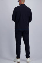 Les Brutes Tech set in Navy. Premium Tech suit with a Tech jacket and trousers in Navy blue. Timeless design for men who like smart casual wear. 