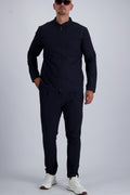 Les Brutes Tech set in Navy. Premium Tech suit with a Tech jacket and trousers in Navy blue. Timeless design for men who like smart casual wear. 