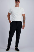 Les Brutes Tech stretch trousers in black. Premium comfortable trousers for men with minimalist design
