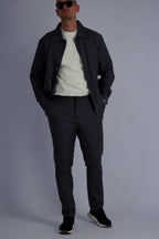 Wool tech fabric premium quality overshirt. Luxury overshirt in dark grey for men with timeless design