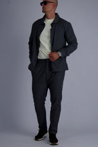 Wool tech fabric premium quality overshirt. Luxury overshirt in dark grey for men with timeless design
