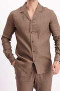 Linen shirt Mocha herenlinnen overhemd Les Brutes