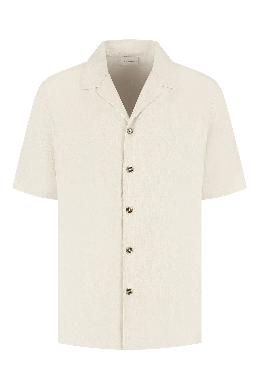 Linen shirt oatmeal white creme Linnen overhemd wit creme korte mouwen