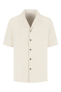 Linen shirt oatmeal white creme Linnen overhemd wit creme korte mouwen
