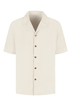 Linen shirt oatmeal white creme Linnen overhemd wit creme korte mouwen