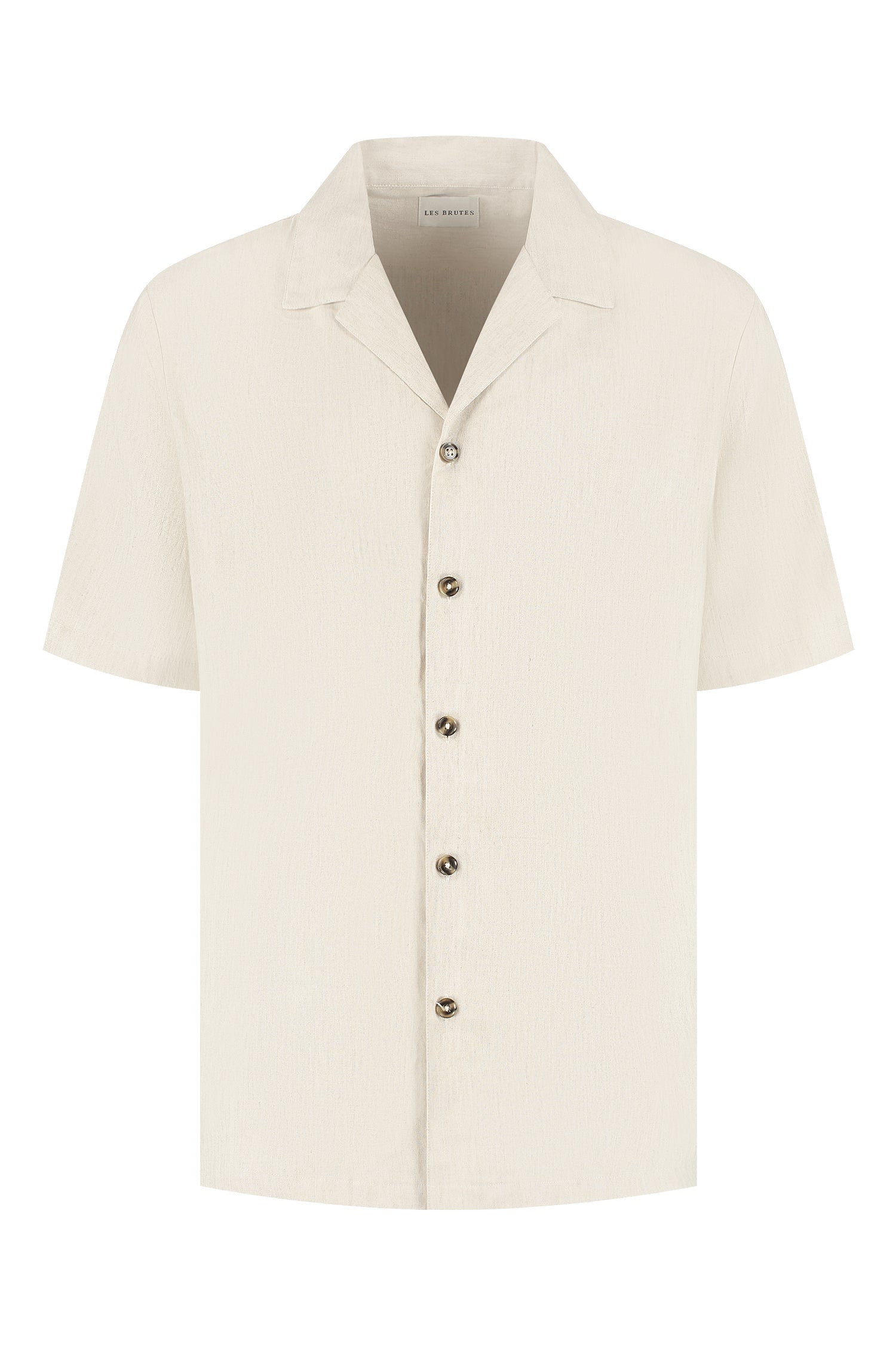 Linen shirt oatmeal white creme Linnen overhemd wit creme korte mouwen