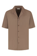 Les Brutes linen cuban shirt shortsleeve mocha. Linnen overhemd korte mouw bruin