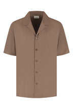 Les Brutes linen cuban shirt shortsleeve mocha. Linnen overhemd korte mouw bruin