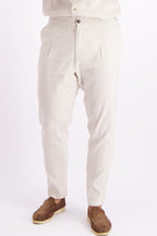 Les Brutes linen pantalon linen trouser oatmeal white linnen broek wit creme beige