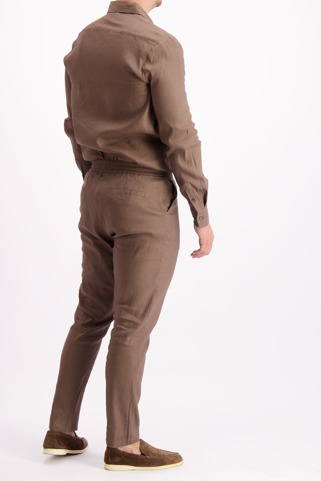 Linen set Cuban shirt Mocha heren linnen overhemd Les Brutes