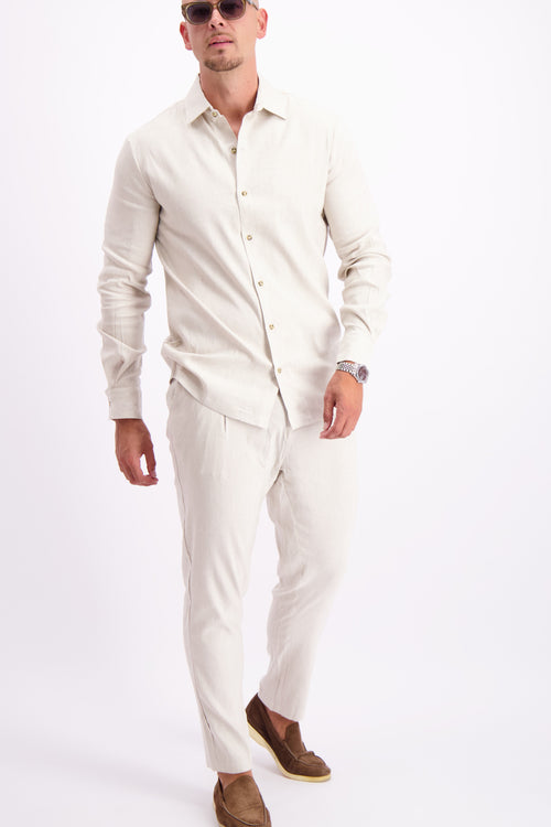 Linen shirt oatmeal white summer linnen overhemd wit creme