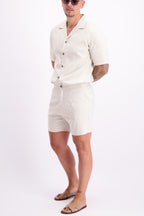 linen shirt summer oatmeal white creme linnen overhemd zomer wit linnen setje zomer