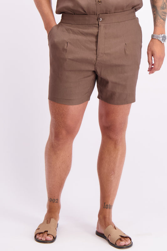Linen shorts brown. Linnen korte broek bruin