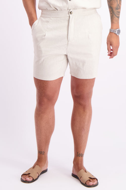 Linen shorts oatmeal creme. Linnen korte broek wit