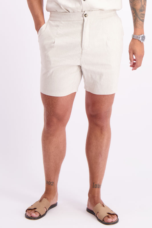 Linen shorts oatmeal creme. Linnen korte broek wit