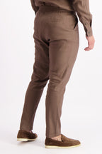 Linen broek bruin heren linnen pantalon Les Brutes
