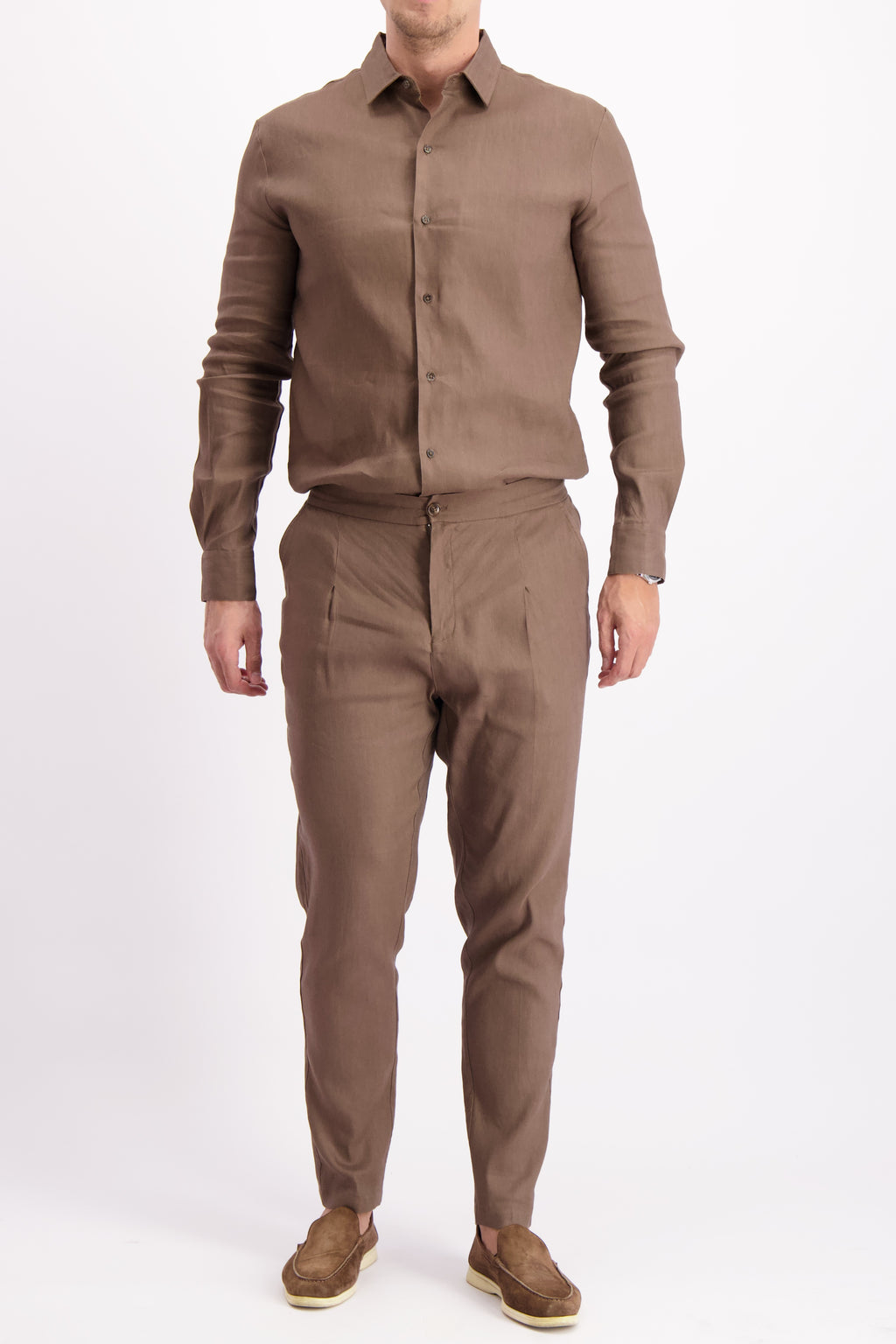 Linen shirt Mocha herenlinnen overhemd Les Brutes