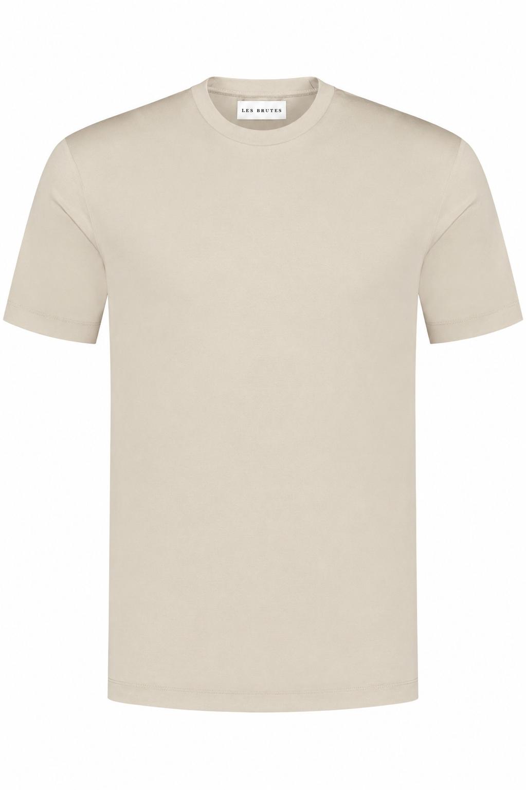 Les Brutes luxury t-shirt for men in beige. Crafted with high quality double mercerised supima cotton for extra comfort and a luxurious look