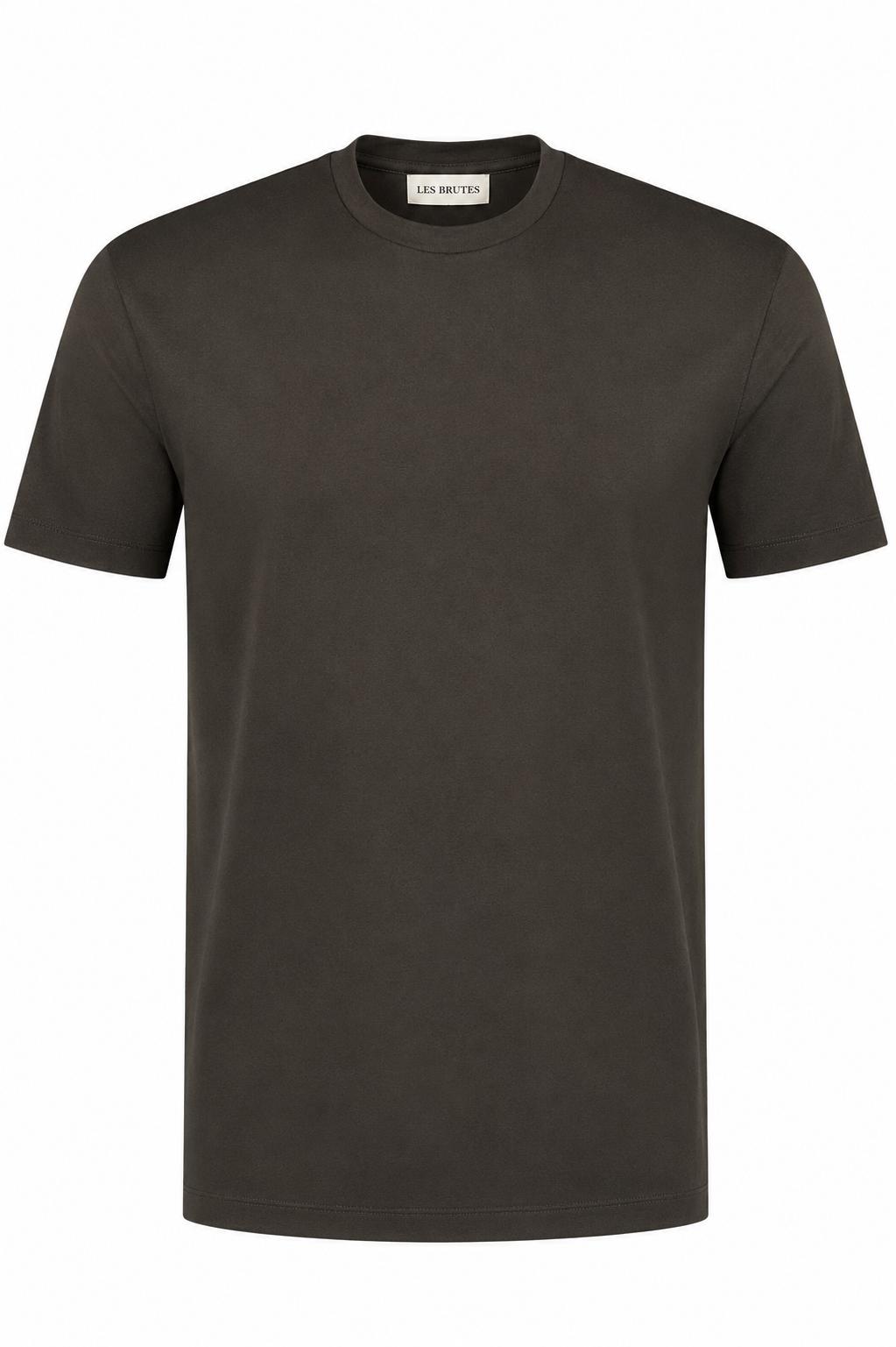 Les Brutes luxury t-shirt for men in dark green. Crafted with high quality double mercerised supima cotton for extra comfort and a luxurious look