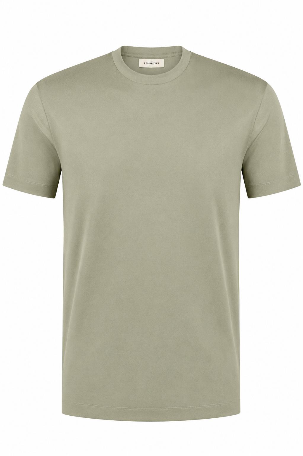 Les Brutes luxury t-shirt for men in green. Crafted with high quality double mercerised supima cotton for extra comfort and a luxurious look