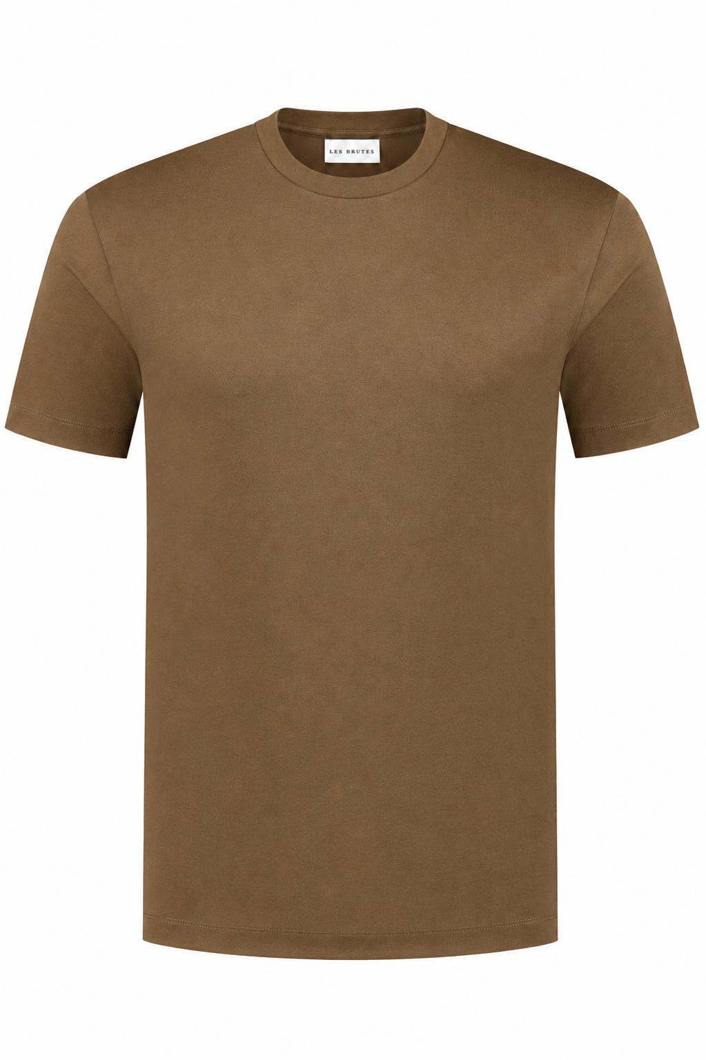 Les Brutes luxury t-shirt for men in gold brown. Crafted with high quality double mercerised supima cotton for extra comfort and a luxurious look