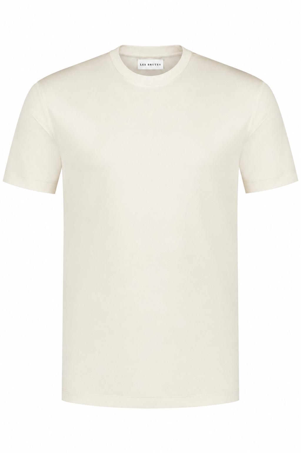 Les Brutes luxury t-shirt for men in pearl white. Crafted with high quality double mercerised supima cotton for extra comfort and a luxurious look