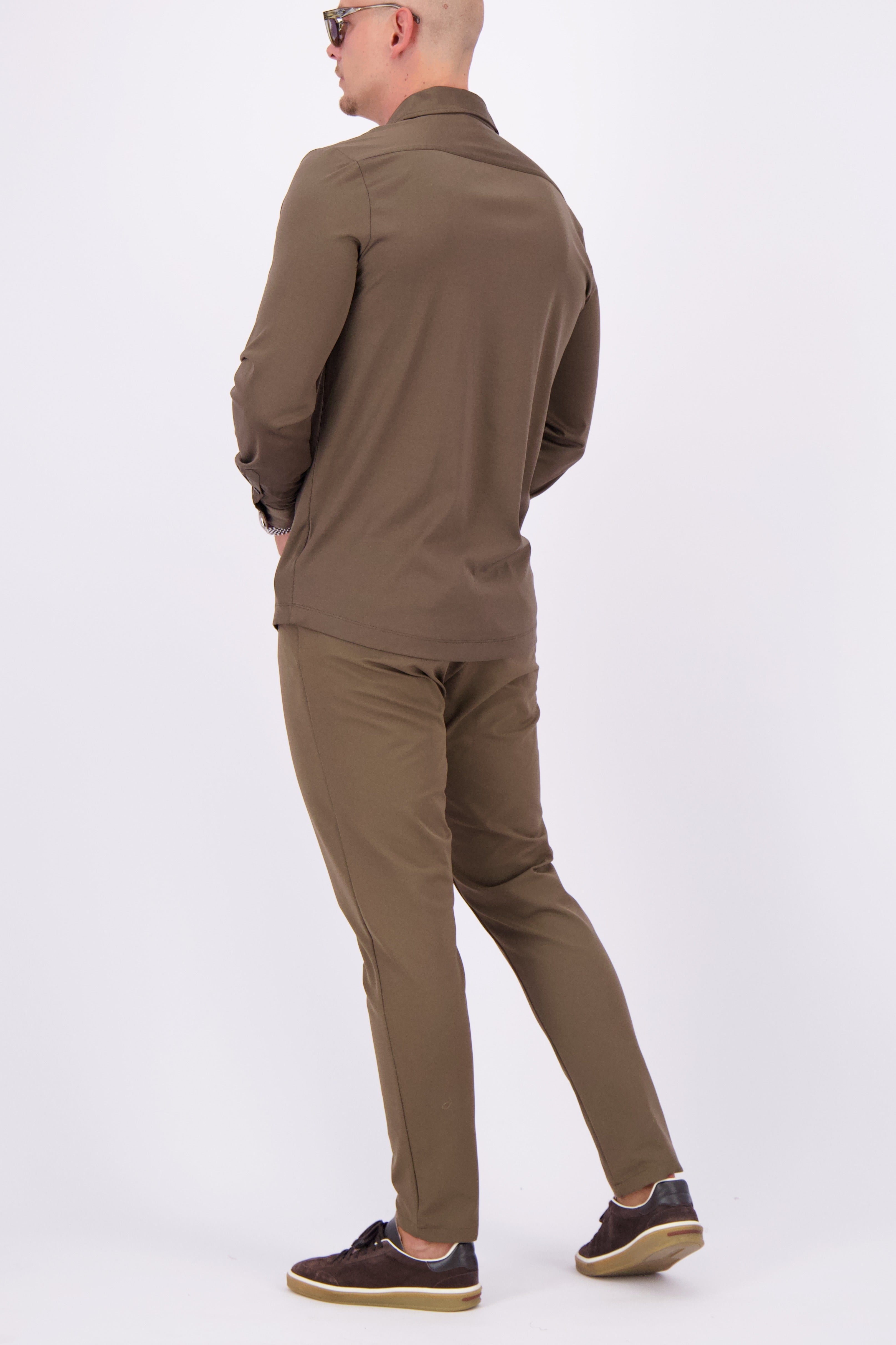 Les Brutes mercerised classic shirt coffee brown formal shirt overhemd bruin donkerbruin