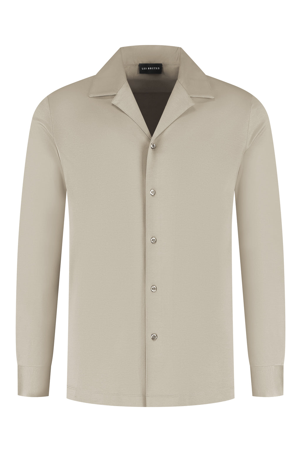 Les Brutes overhemd beige shirt in creme cuban collar mercerised shirt glans overhemd