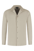 Les Brutes overhemd beige shirt in creme cuban collar mercerised shirt glans overhemd