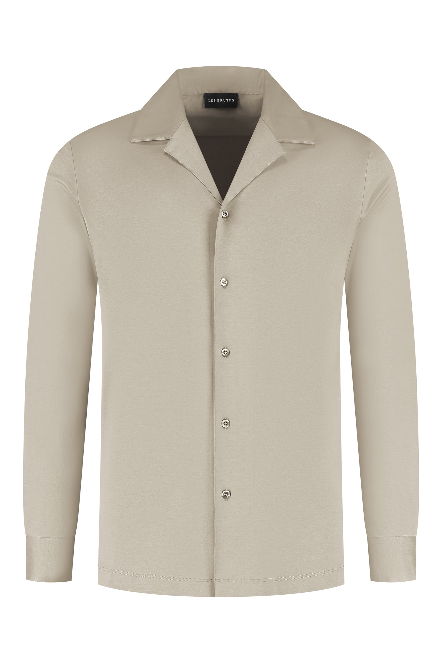 Les Brutes overhemd beige shirt in creme cuban collar mercerised shirt glans overhemd