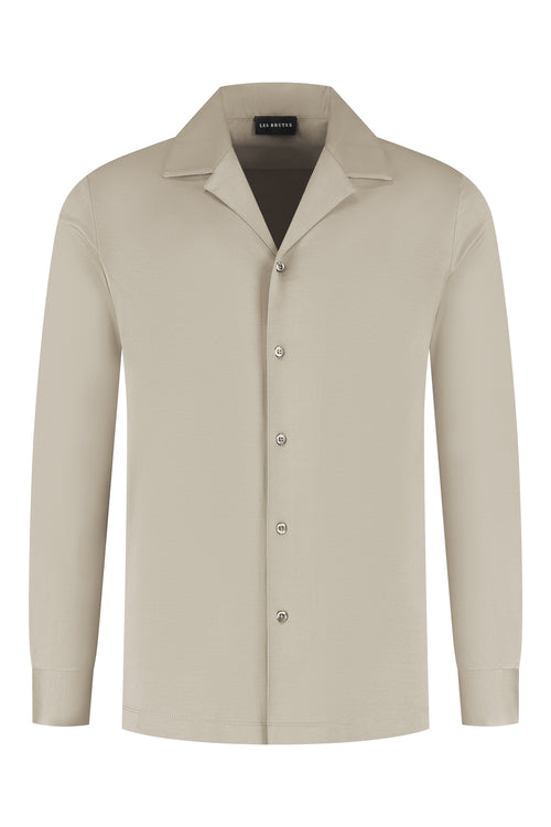 Les Brutes overhemd beige shirt in creme cuban collar mercerised shirt glans overhemd