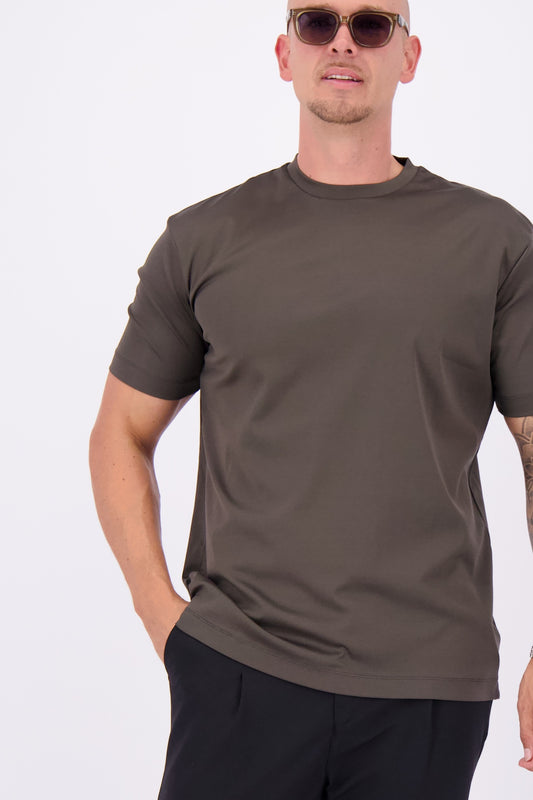 Les Brutes mercerised t-shirt donkergroen glans t-shirt