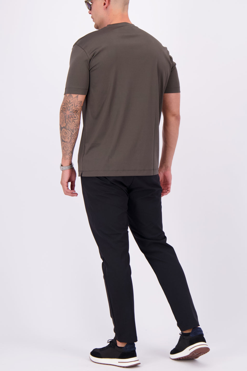 Les Brutes mercerised t-shirt donkergroen glans t-shirt