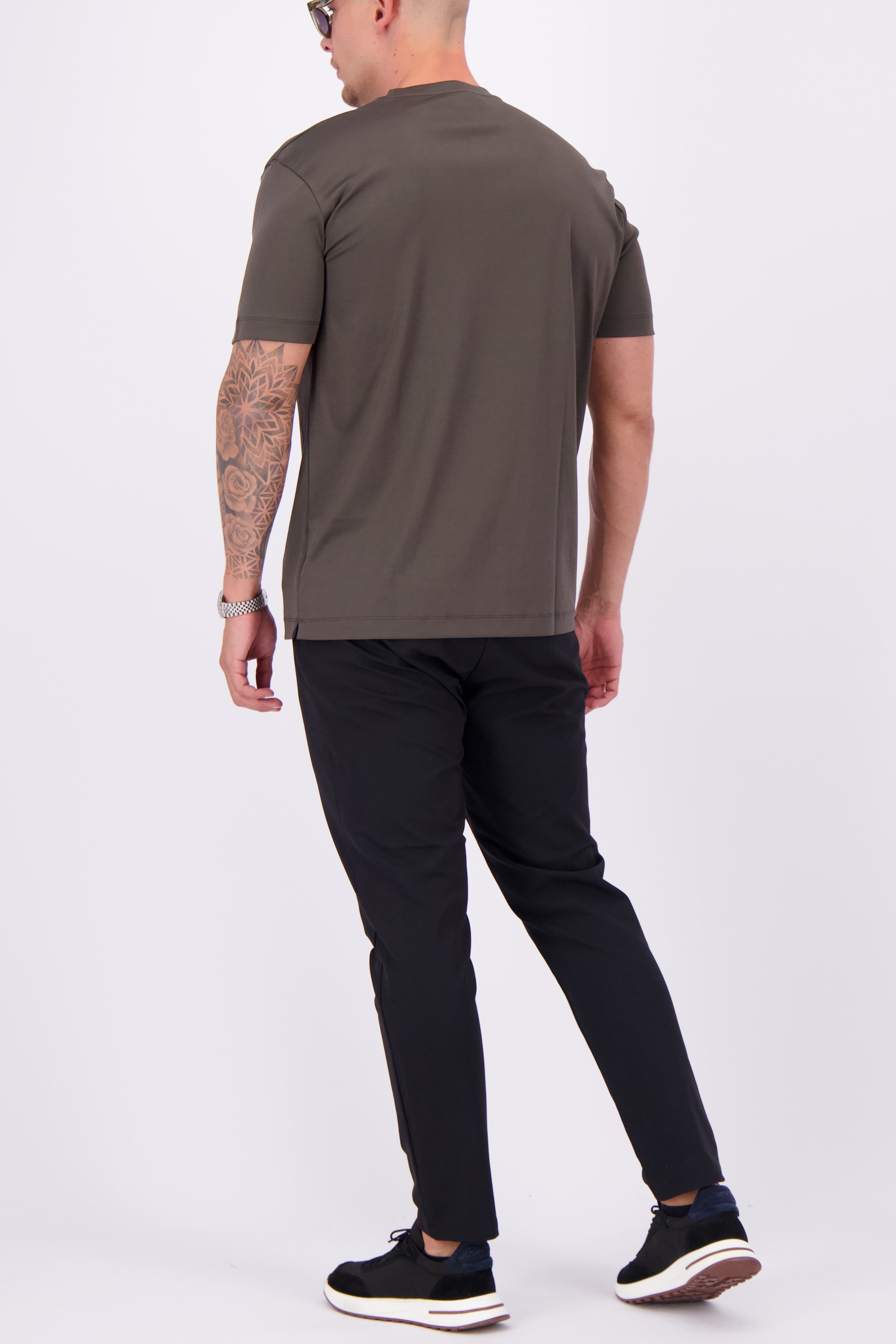 Les Brutes mercerised t-shirt donkergroen glans t-shirt
