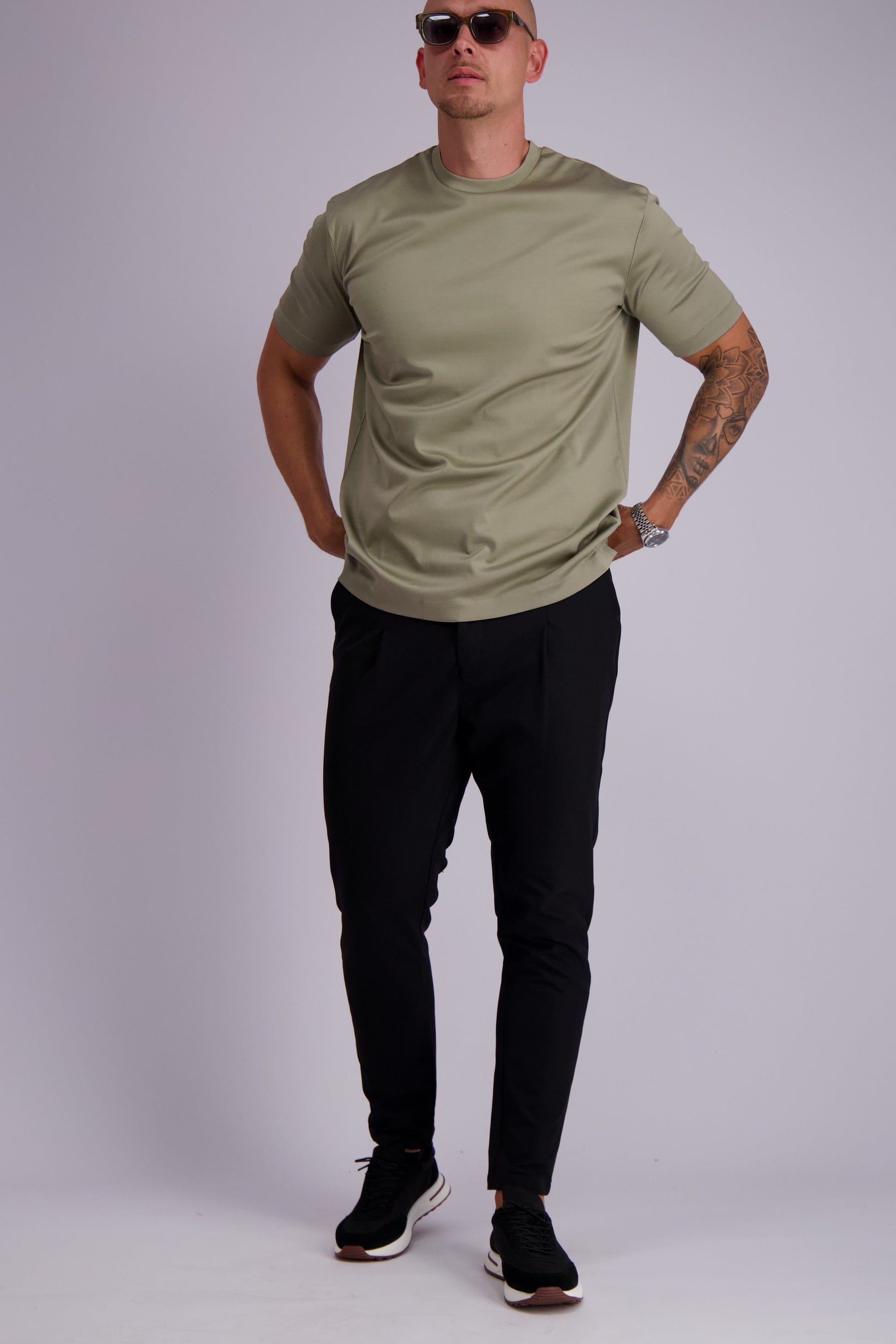 Les Brutes mercerised tshirt light green glans t-shirt lichtgroen