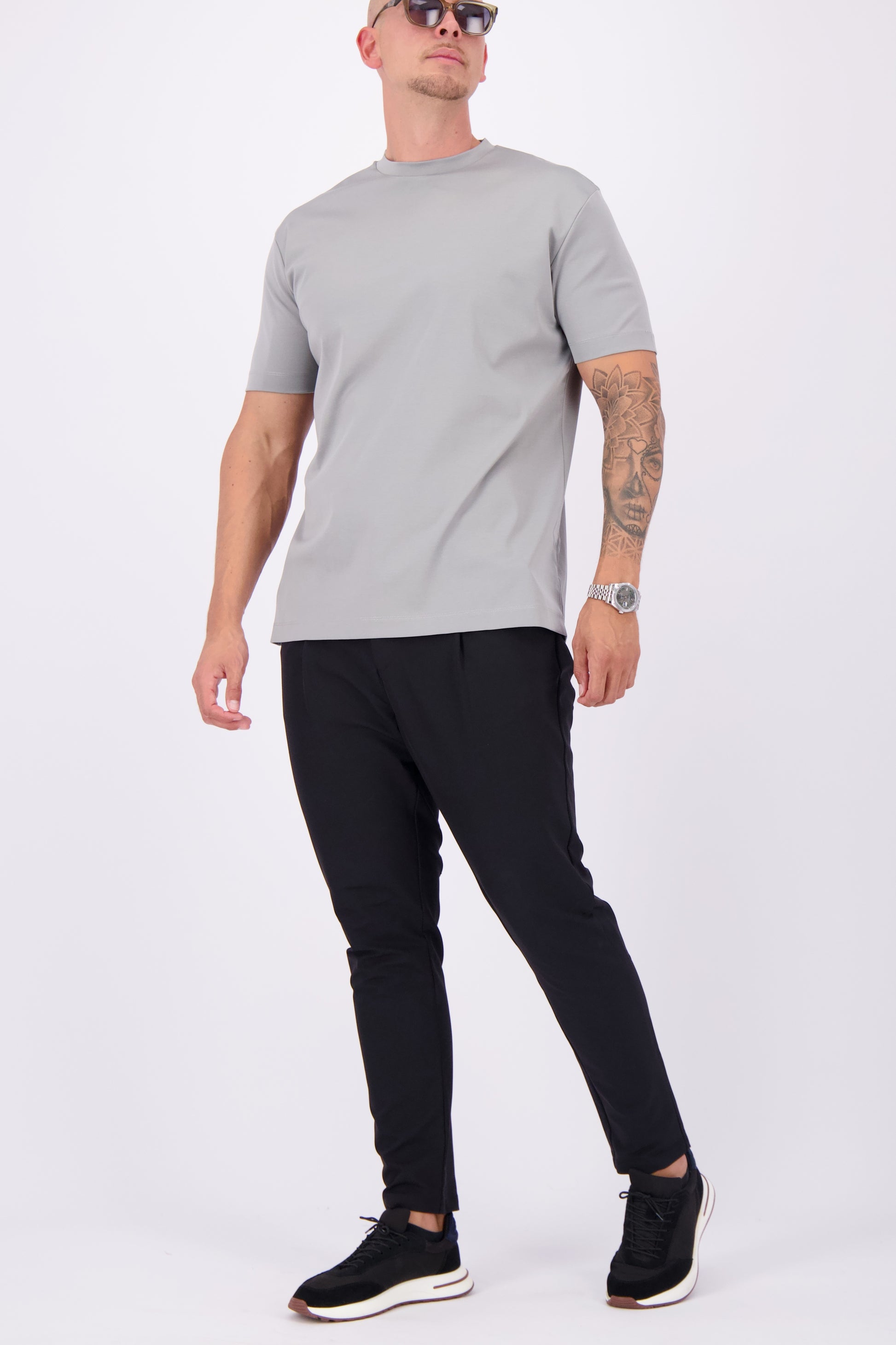 Les Brutes mercerised tshirt light grey glans tshirt lichtgrijs