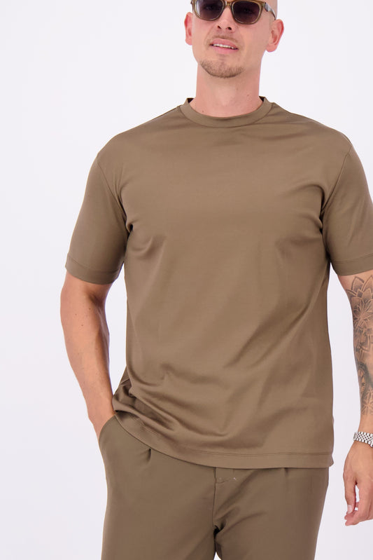 Les Brutes mocha tshirt mercerised t-shirt glans bruin