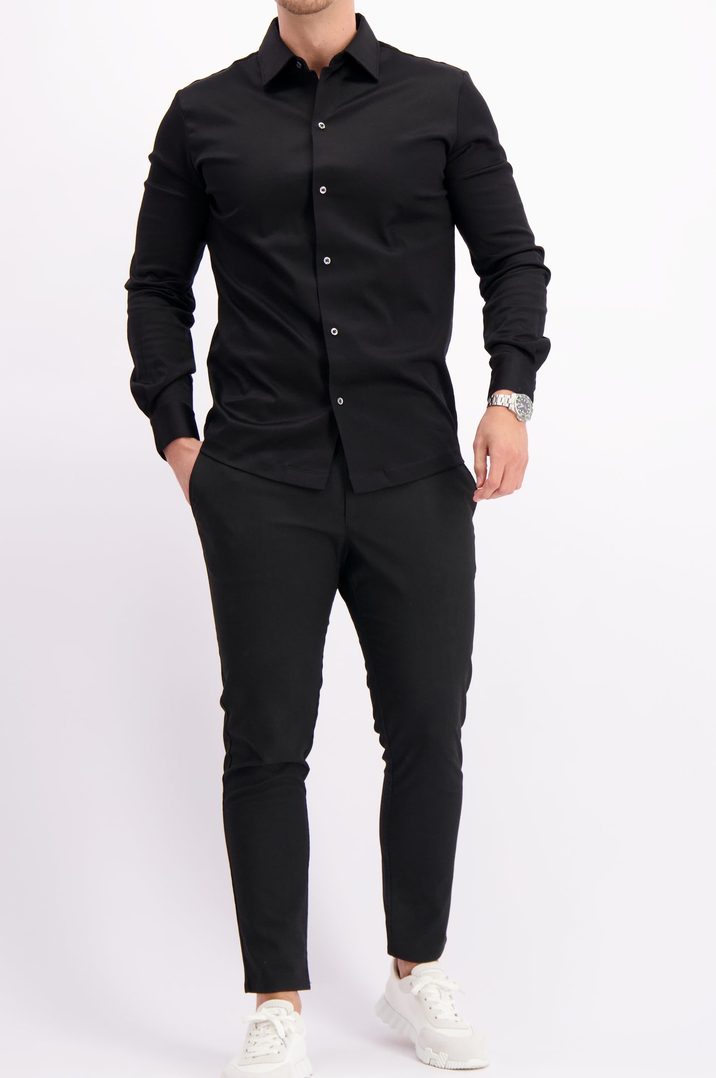 Les Brutes shirt black mercerised overhemd zwart mercerised