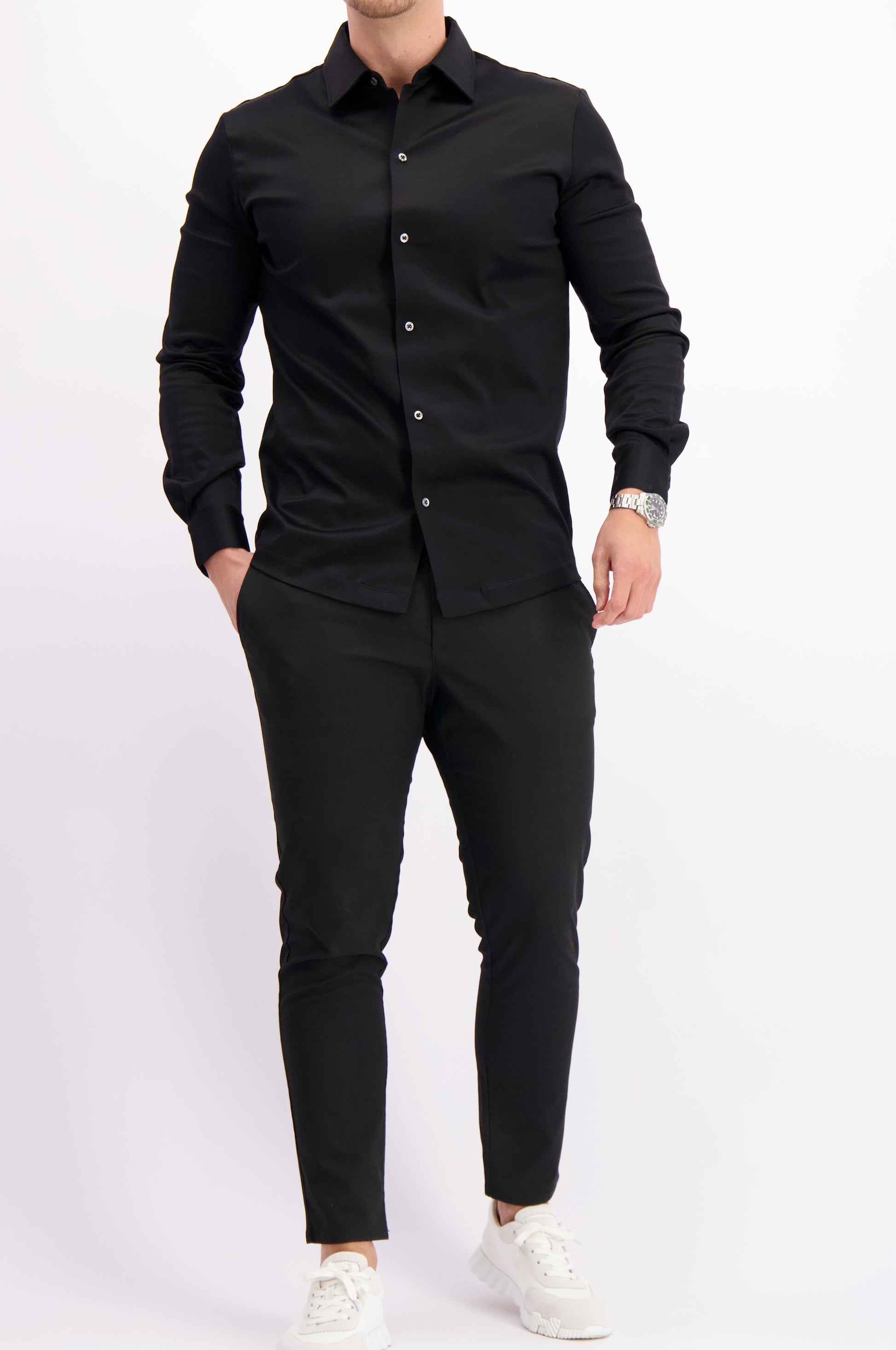 Les Brutes shirt black mercerised overhemd zwart mercerised
