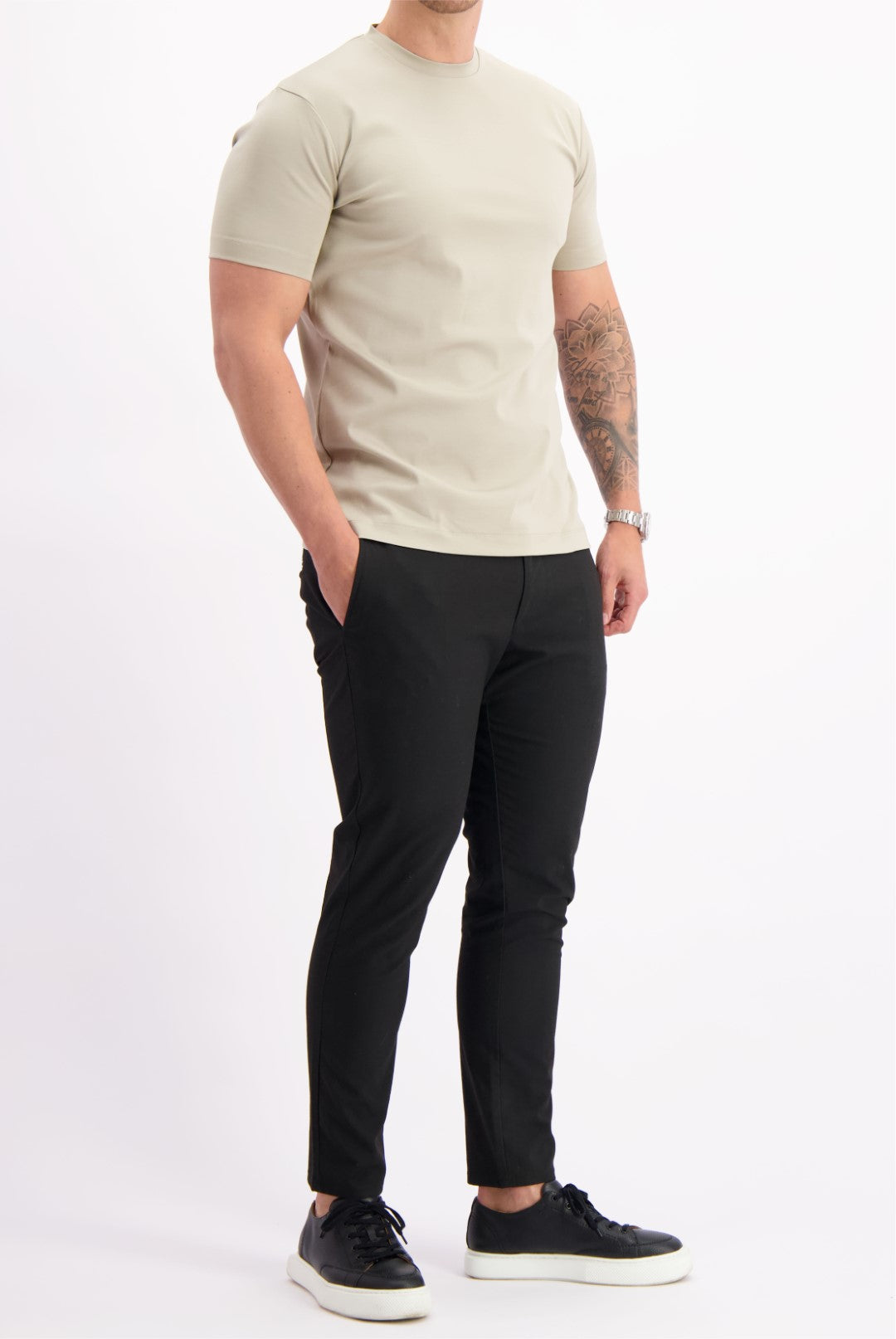 Les Brutes mercerised tshirt beige glans t-shirt beige creme