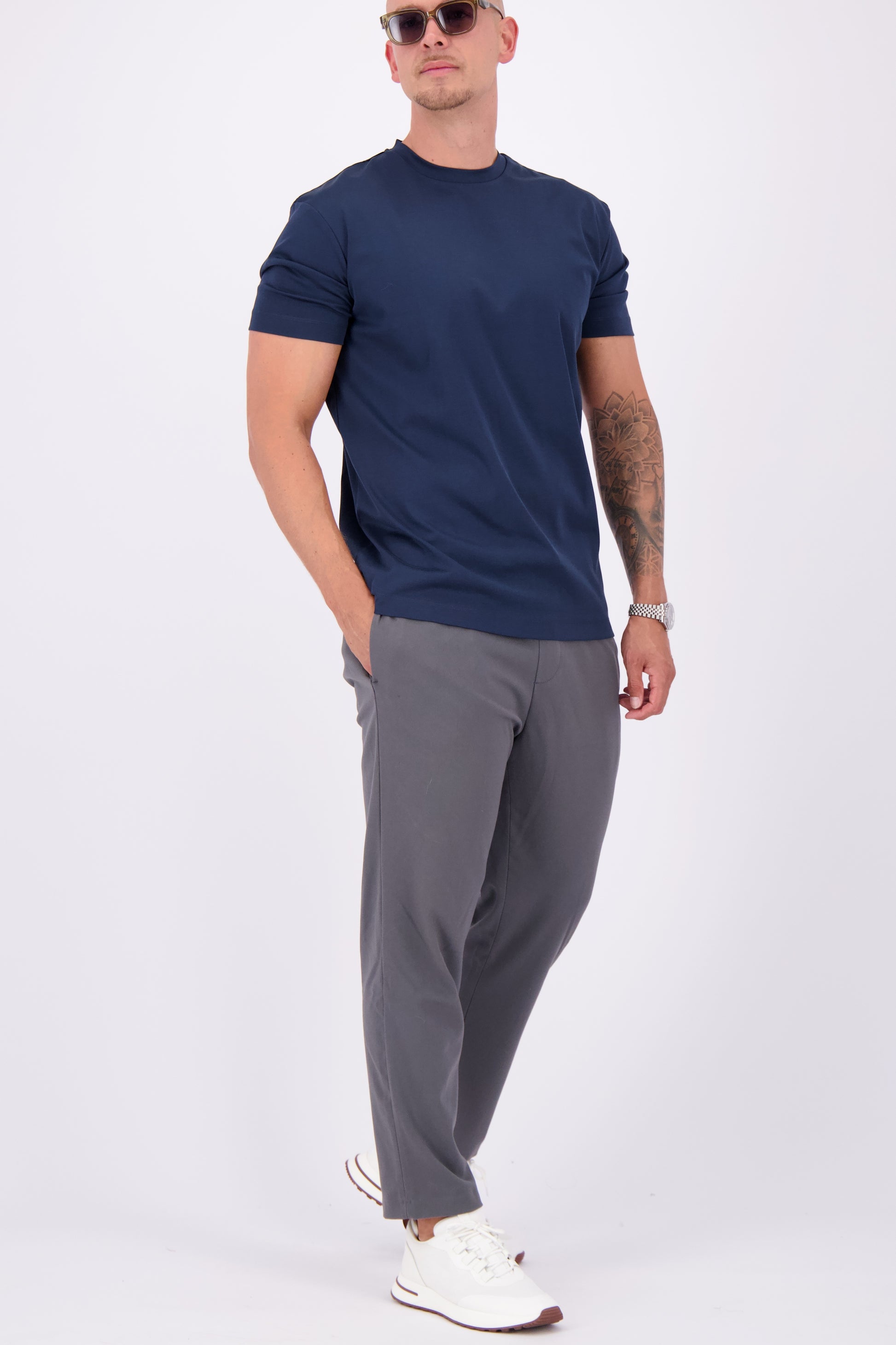 Les Brutes mercerised tshirt Navy blue glans t-shirt donkerblauw marine blauw