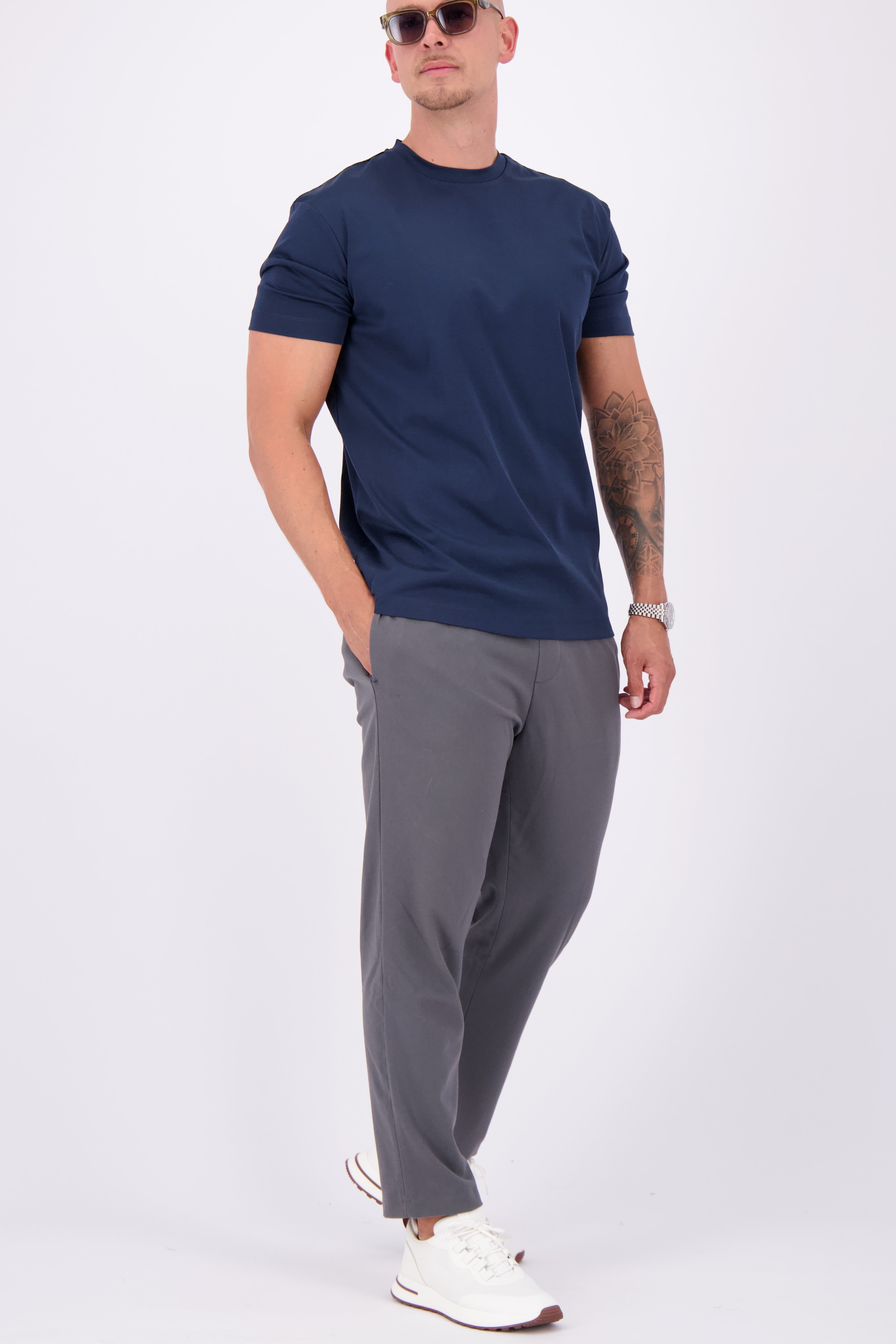 Les Brutes mercerised tshirt Navy blue glans t-shirt donkerblauw marine blauw