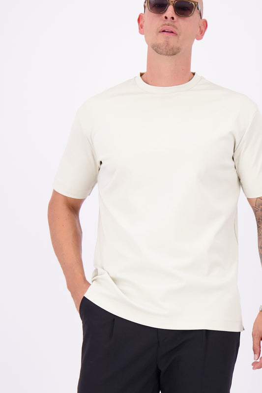 Mercerised tshirt pearl white beige creme glans t-shirt 