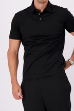 Mercerised polo black polo zwart heren