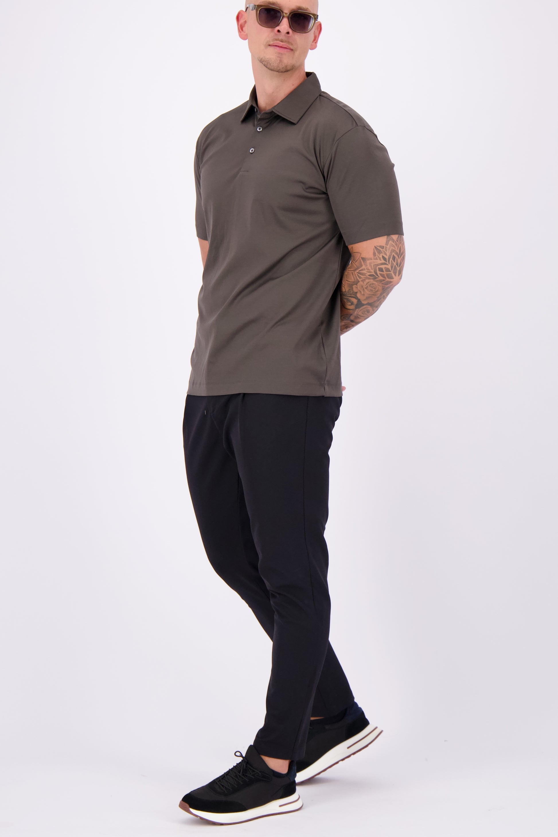 Les Brutes mercerised polo shirt dark forest green glans polo donkergroen