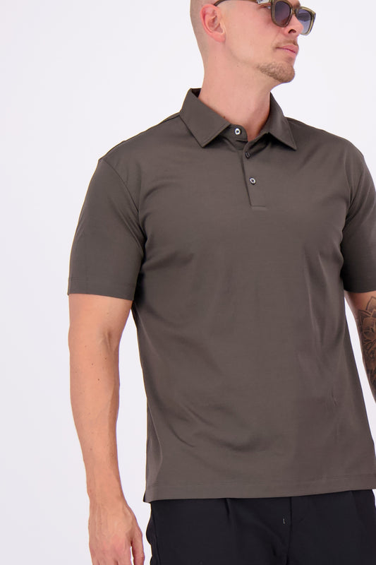 Les Brutes mercerised polo shirt dark forest green glans polo donkergroen