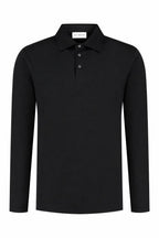 Les Brutes luxury mercerised polo long sleeve in black for men. Crafted with premium supima cotton for extra comfort and sustainability