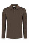Les Brutes luxury mercerised polo long sleeve in brown for men. Crafted with premium supima cotton for extra comfort and sustainability